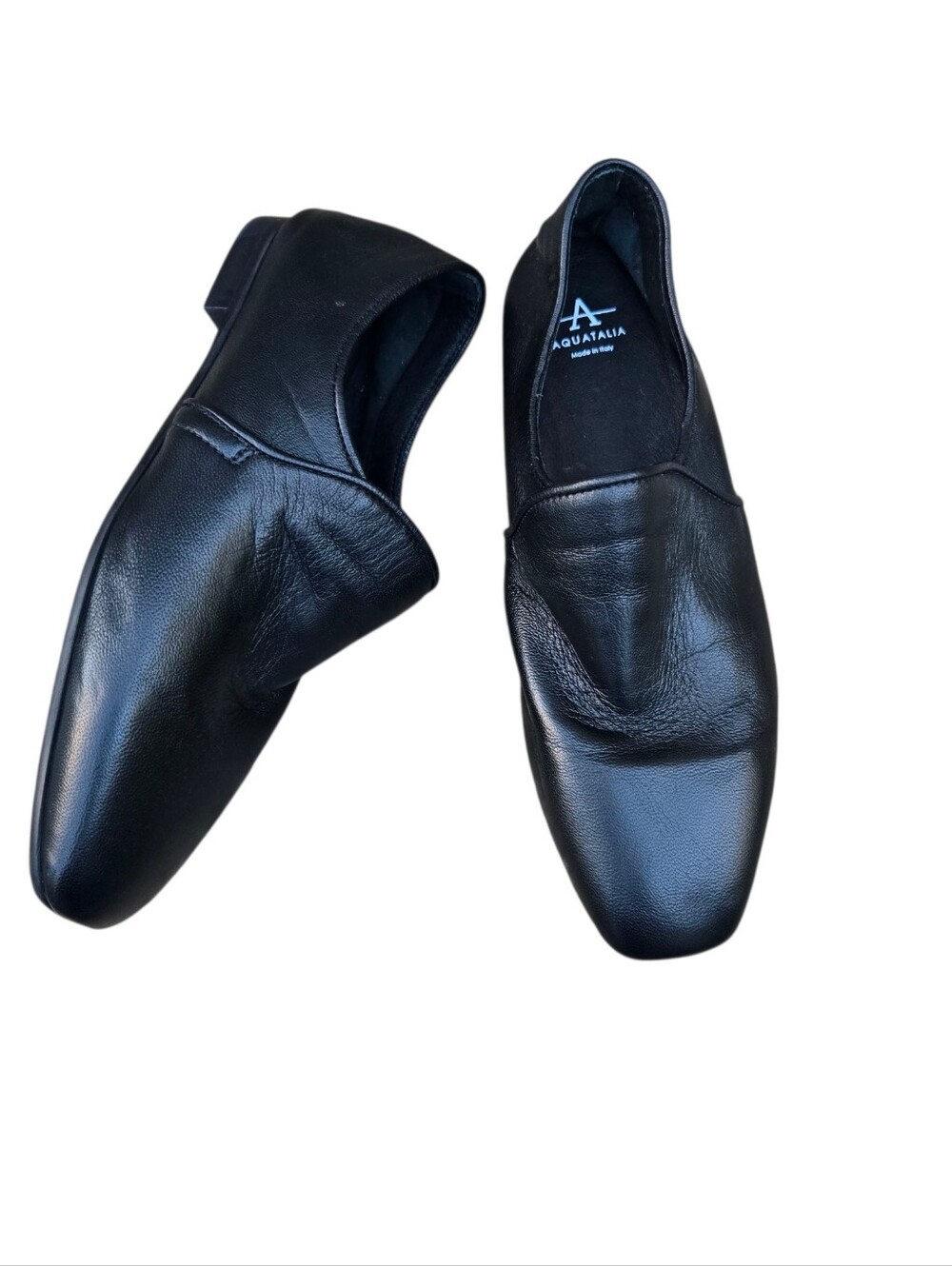 Aquatalia REVY SLIP ON LOAFER Black Leather Size 7  Minimalist